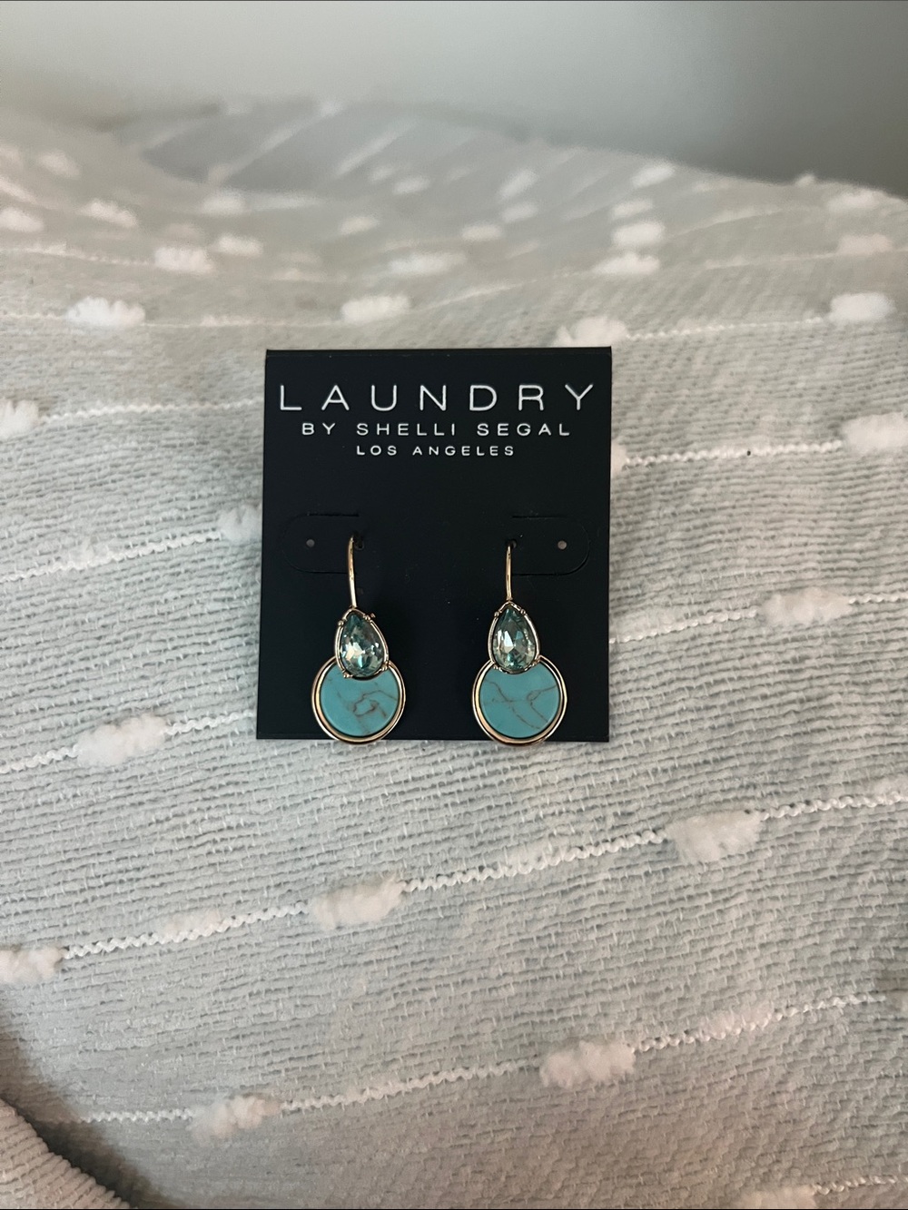 Laundry by Shelli Segal Aqua Drop and Turquoise Stone Earrings